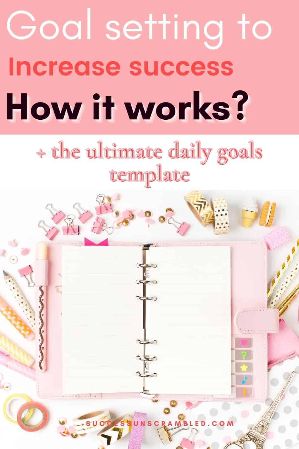 a photo of pink planner next to scrapbook materials