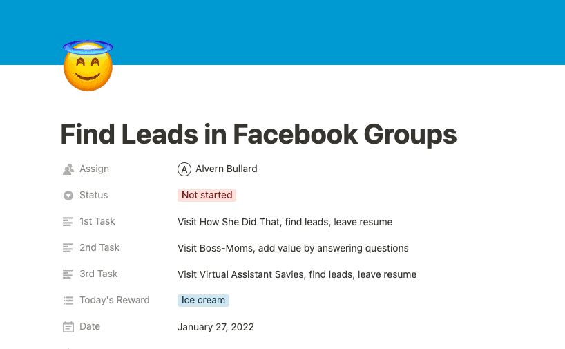 Notion Find leads in Facebook group