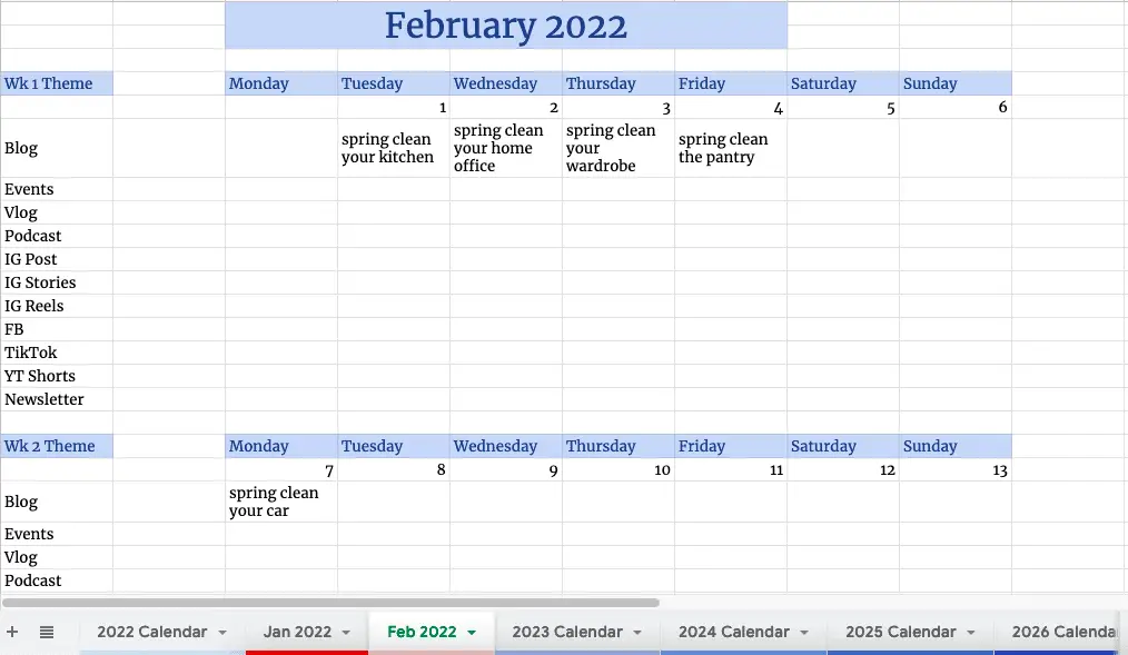 Google spreadsheet calendar template