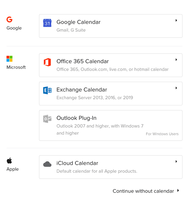 Calendly link option