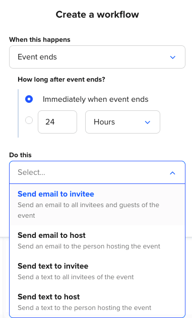 Calendly Create a Workflow option