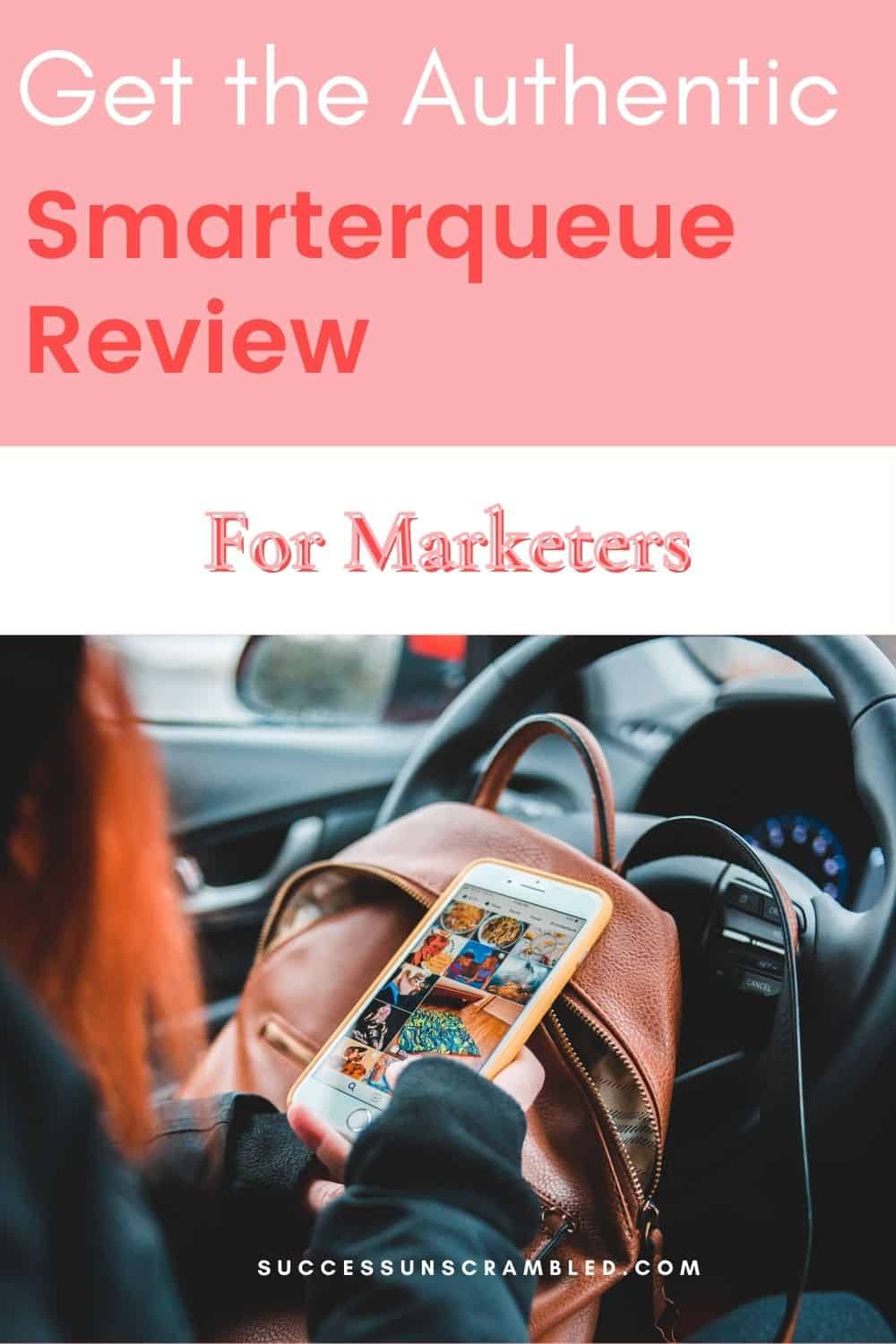 Get the authentic smarterqueue review for marketers pin