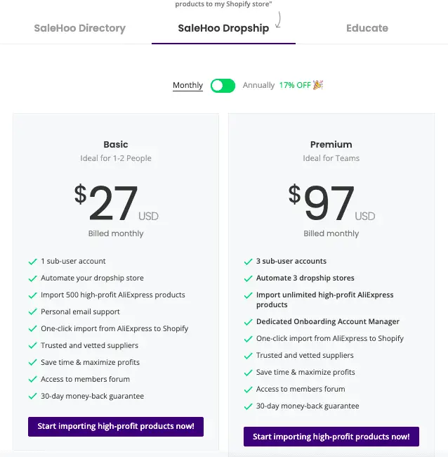 SaleHoo Pricing Plan