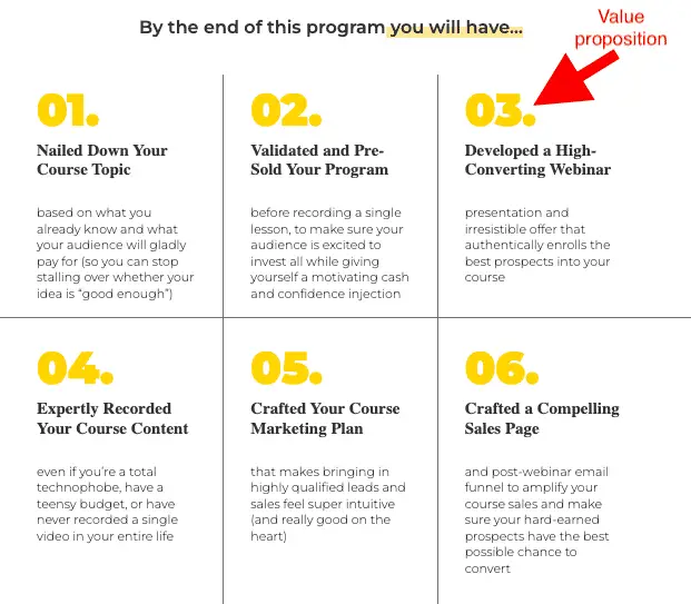 an image showing a key aspect of a landing page which is the value proposition