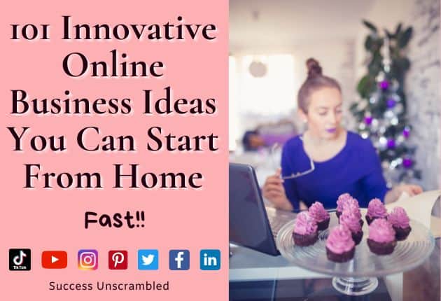 Photo of woman working from home with cupcakes