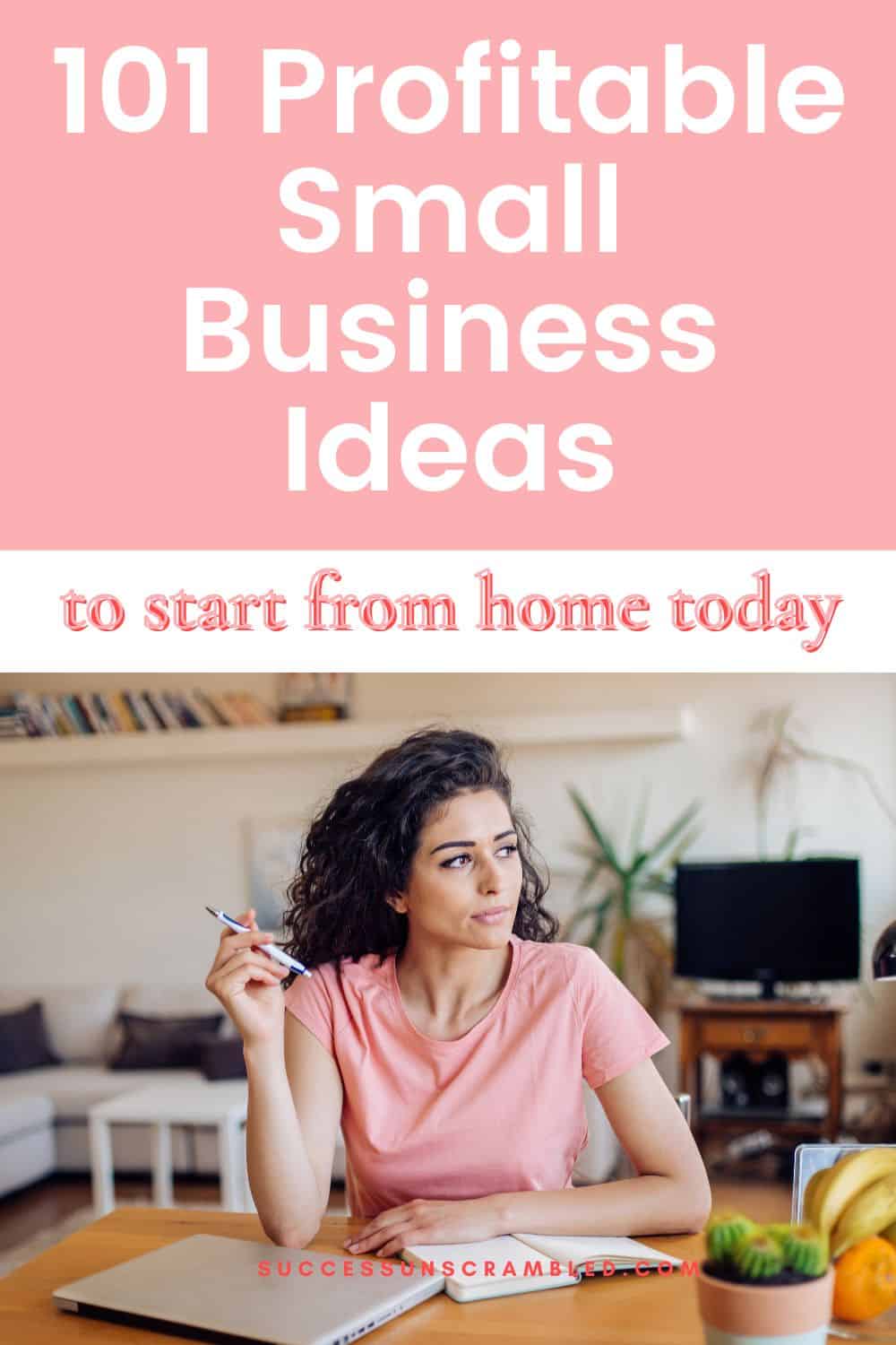 Photo of a woman working at her desk on a Pinterest pin