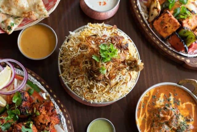 indian food on restaurant table