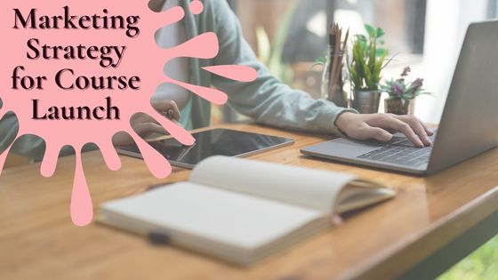 photo of a woman working on two devices, laptop and tablet, potentially trying to presell her online course