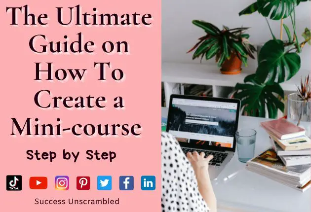 a photo of an over the shoulder view of a person in front of their laptop looking to create a mini course