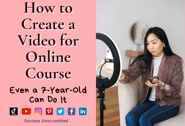 photo of woman shooting a video for an online course using a ring light