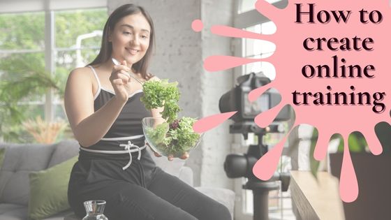 photo of a woman sitting on the arm of a chair with lettuce in her hand shooting a video in natural light using a camera