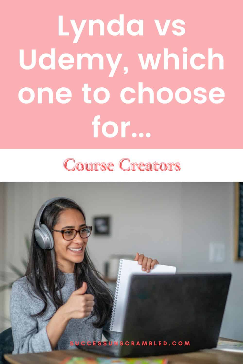 A photo of a woman giving a thumbs up after sharing her home work with others from Udemy learning