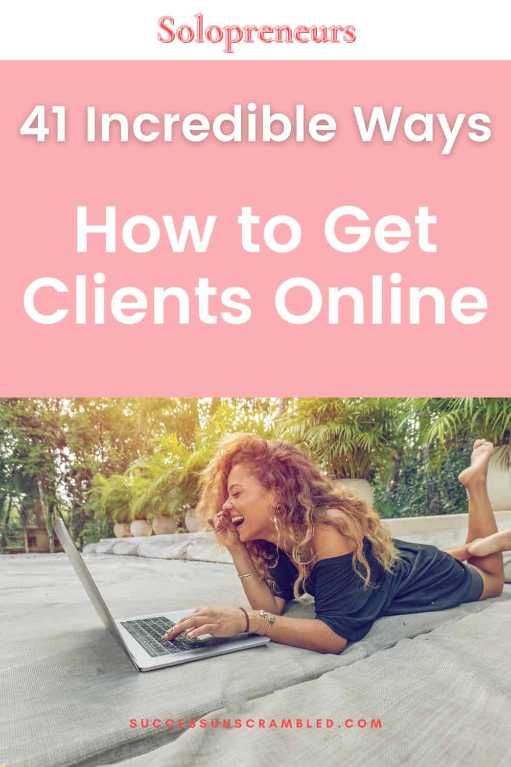 photo of a woman smiling because she found out how to get clients online