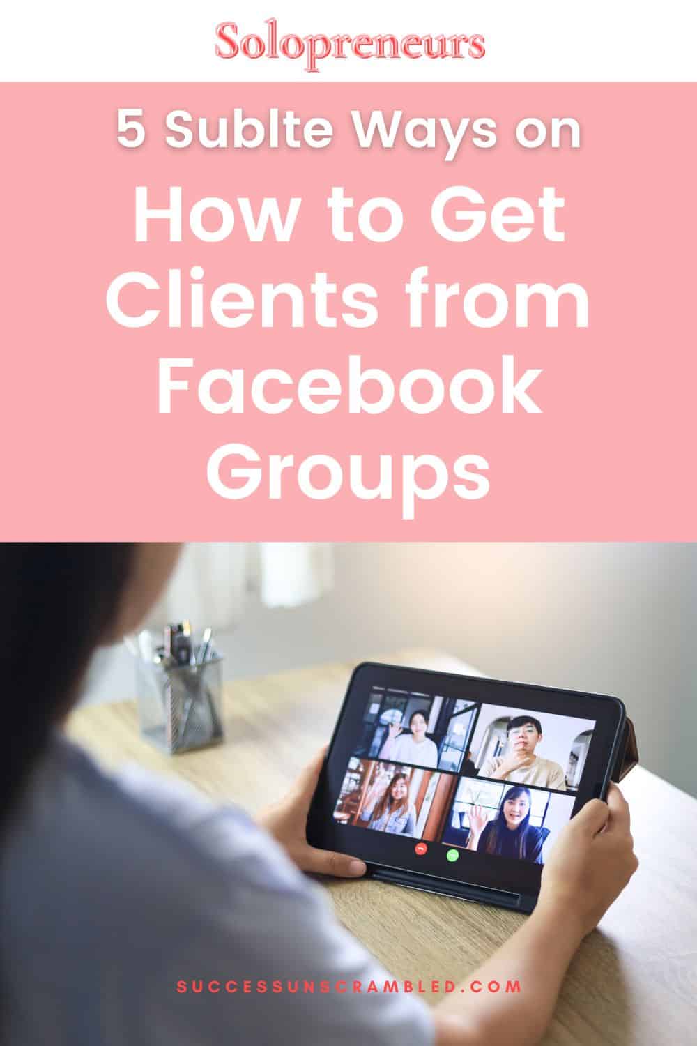 photo of a person chatting online about how to get clients from Facebook groups