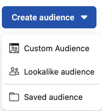 a screenshot showing the 3 audience options inside Meta Business Suite